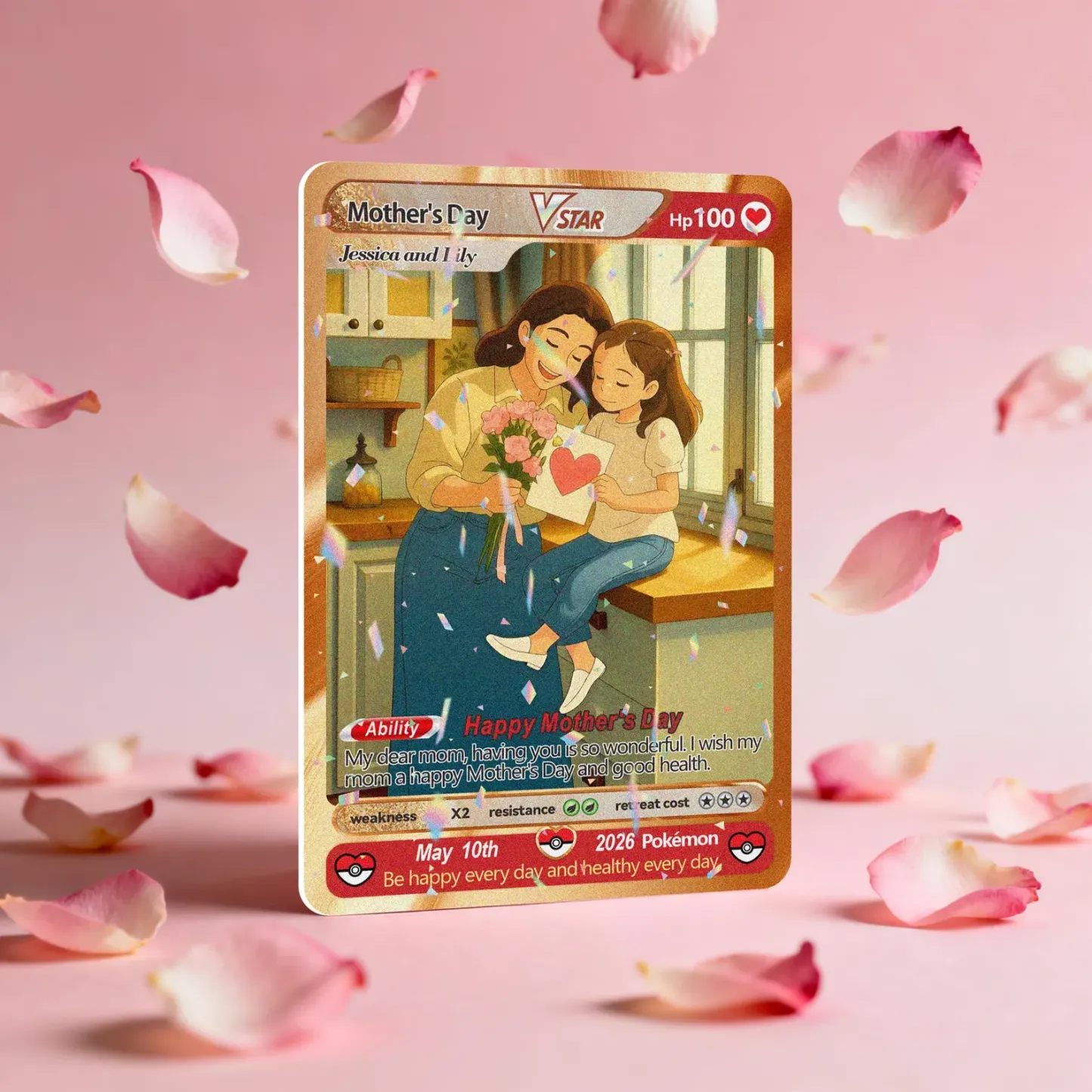 Custom Mother’s Day Anime  Photo Game Card Mom & Child Card
