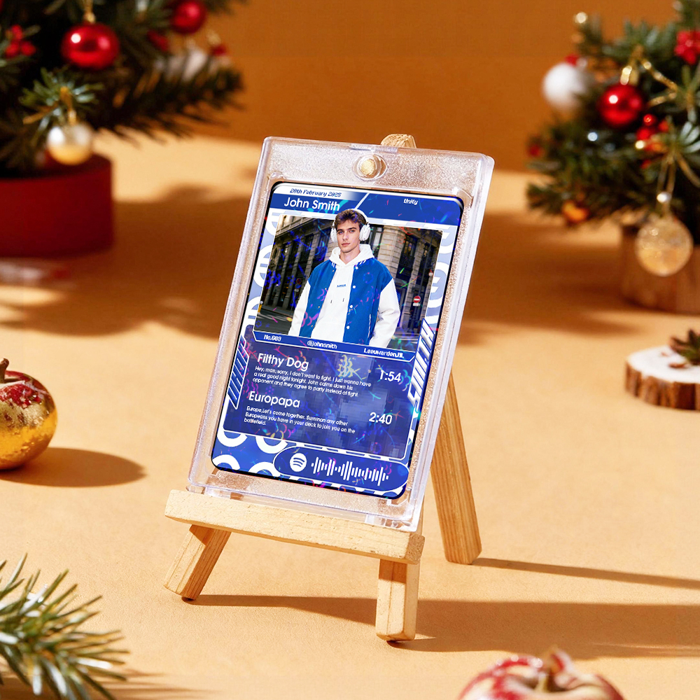 Personalized Photo Trading Card Custom Music Grey Audio Track Code Card Valentine Christmas Card Photo Gift Idea - GetPhotoSocksUk