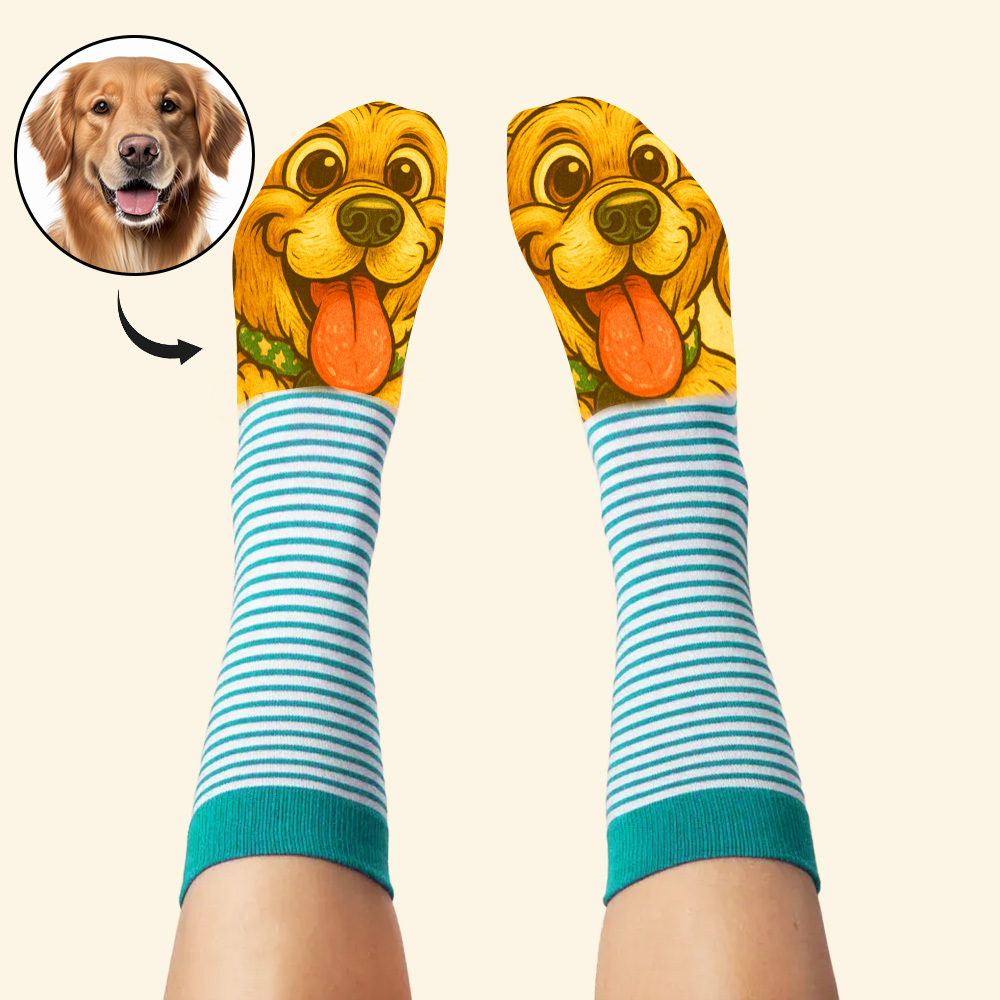 Custom Face Funny Socks Cartoon Style Photo Gifts for Him Her - GetPhotoSocksUk