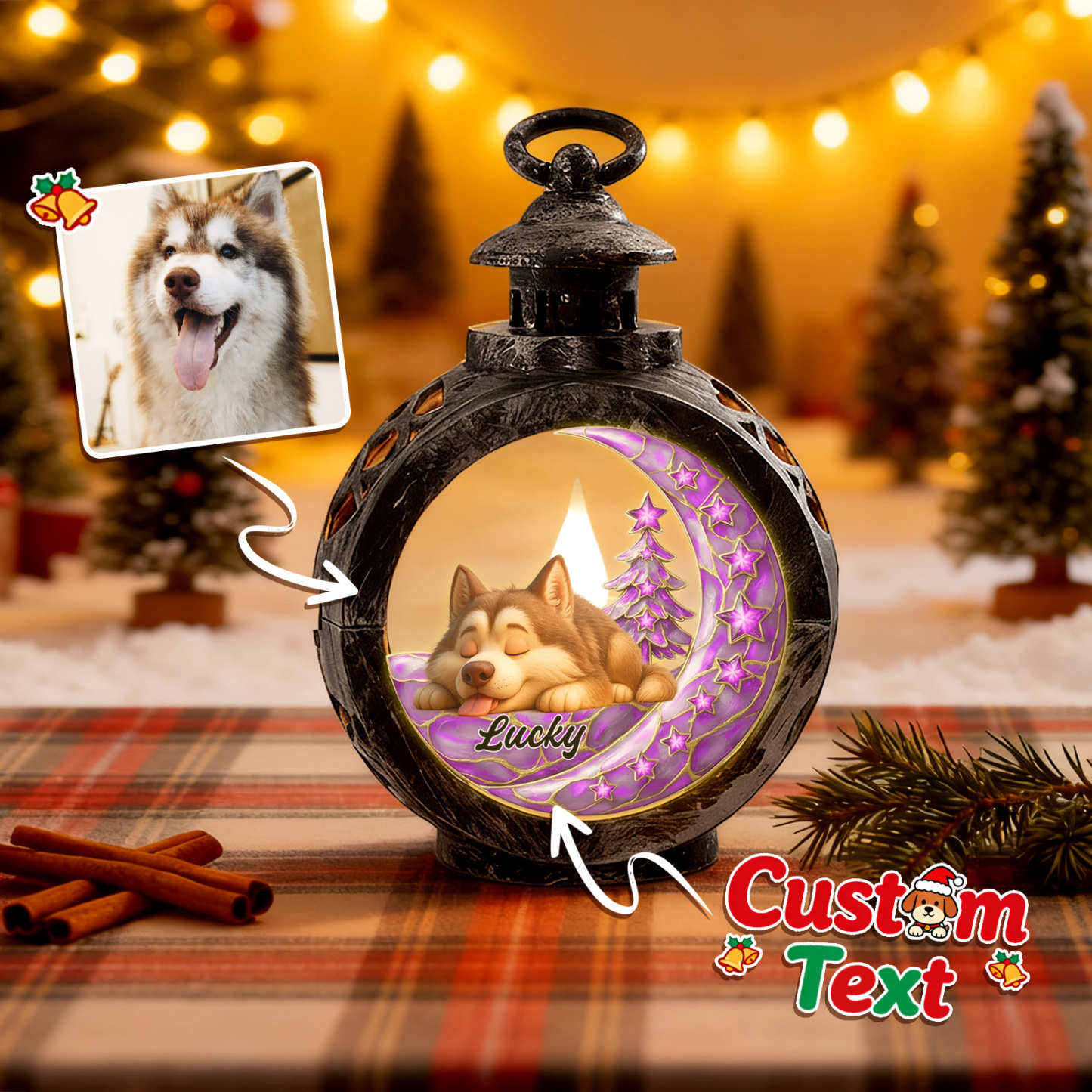 Custom Christmas Lantern Beside You Personalized Christmas Gifts for Pet Lovers Colorful - GetPhotoSocksUk