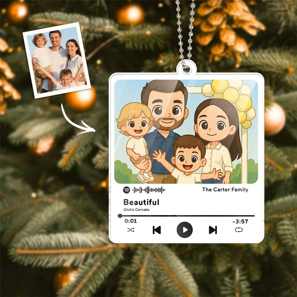 Christmas Gifts Custom Acrylic Car Ornament Bag Chrams Custom Shaped Gift For Dad Mom - GetPhotoSocksUk