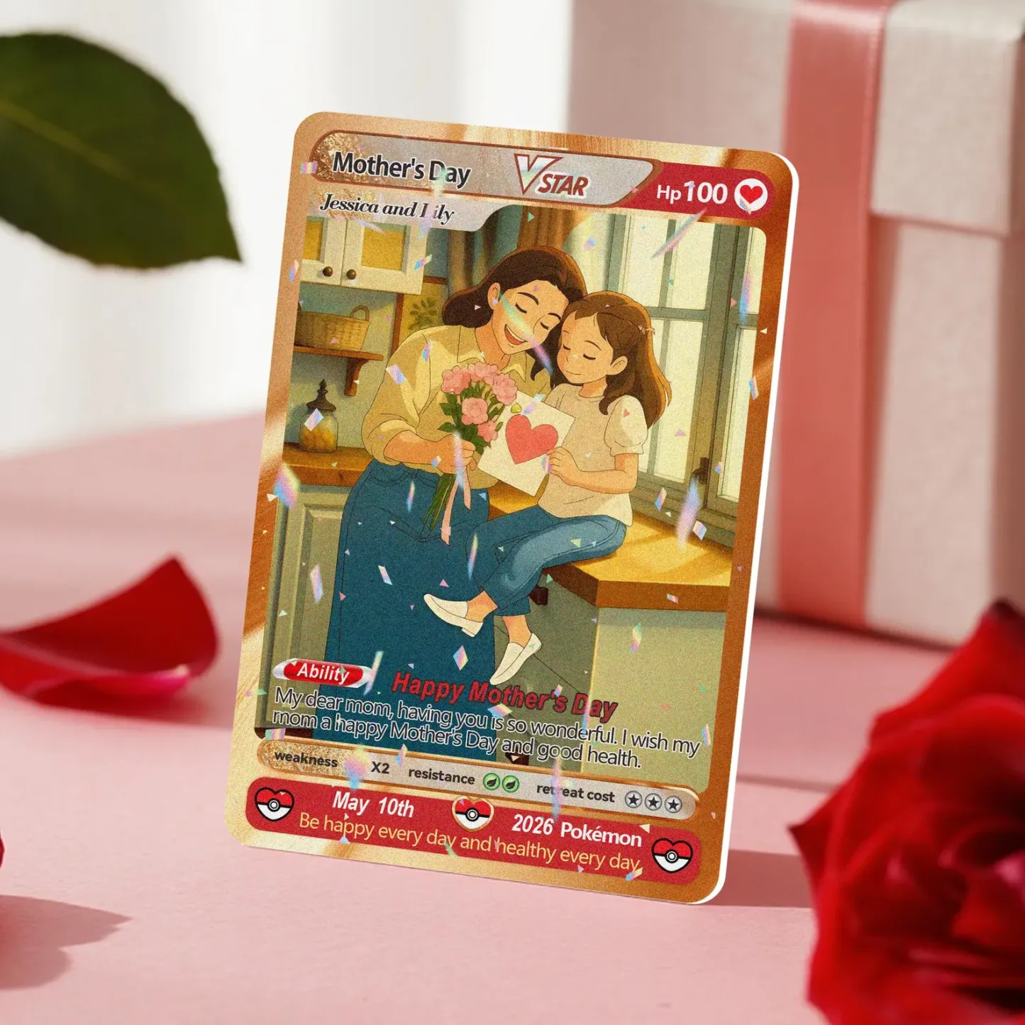 Custom Mother’s Day Anime  Photo Game Card Mom & Child Card
