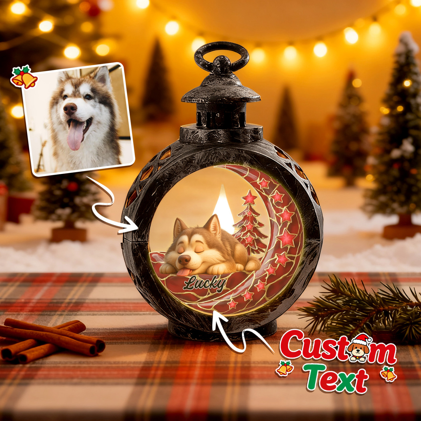 Custom Christmas Lantern Beside You Personalized Christmas Gifts for Pet Lovers Colorful - GetPhotoSocksUk