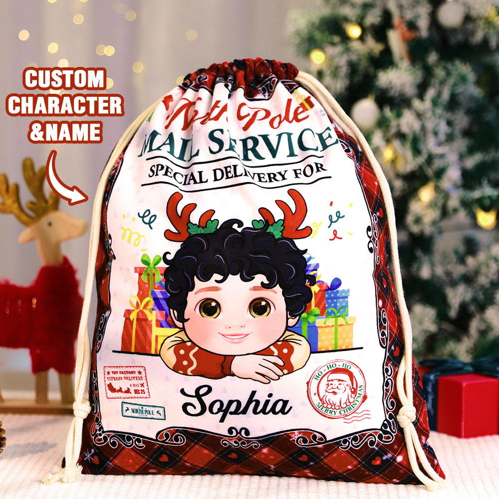 Personalized Christmas Sack Custom Christmas Santa Sack From North Pole For Kids Christmas Gift - GetPhotoSocksUk
