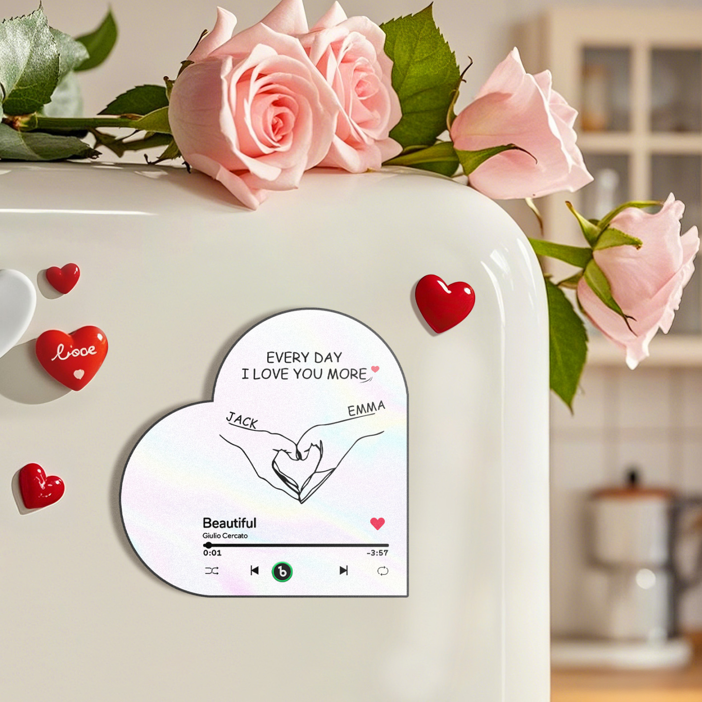 Custom Music Fridge Magnet Custom Heart Frame Album Fridge Magnet Music Wall Photo Sticker - GetPhotoSocksUk