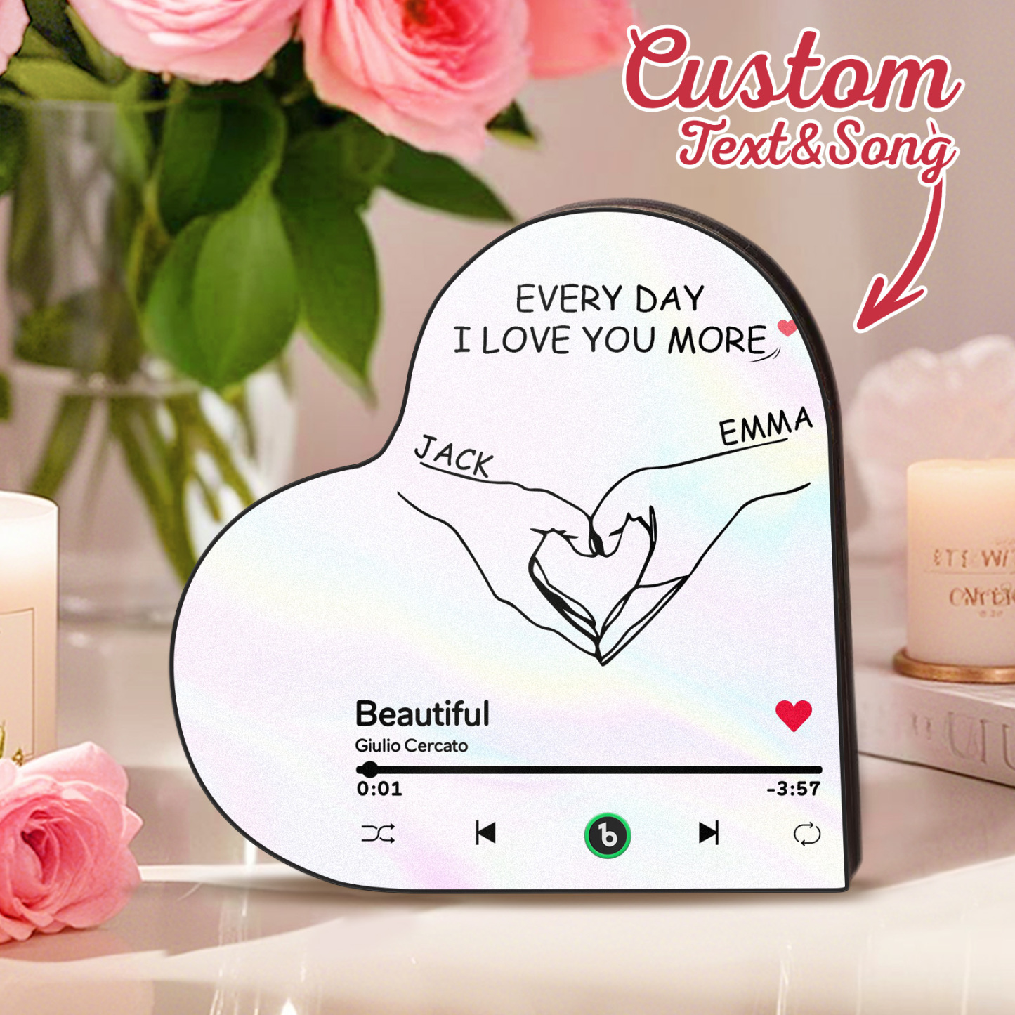 Custom Music Fridge Magnet Custom Heart Frame Album Fridge Magnet Music Wall Photo Sticker - GetPhotoSocksUk