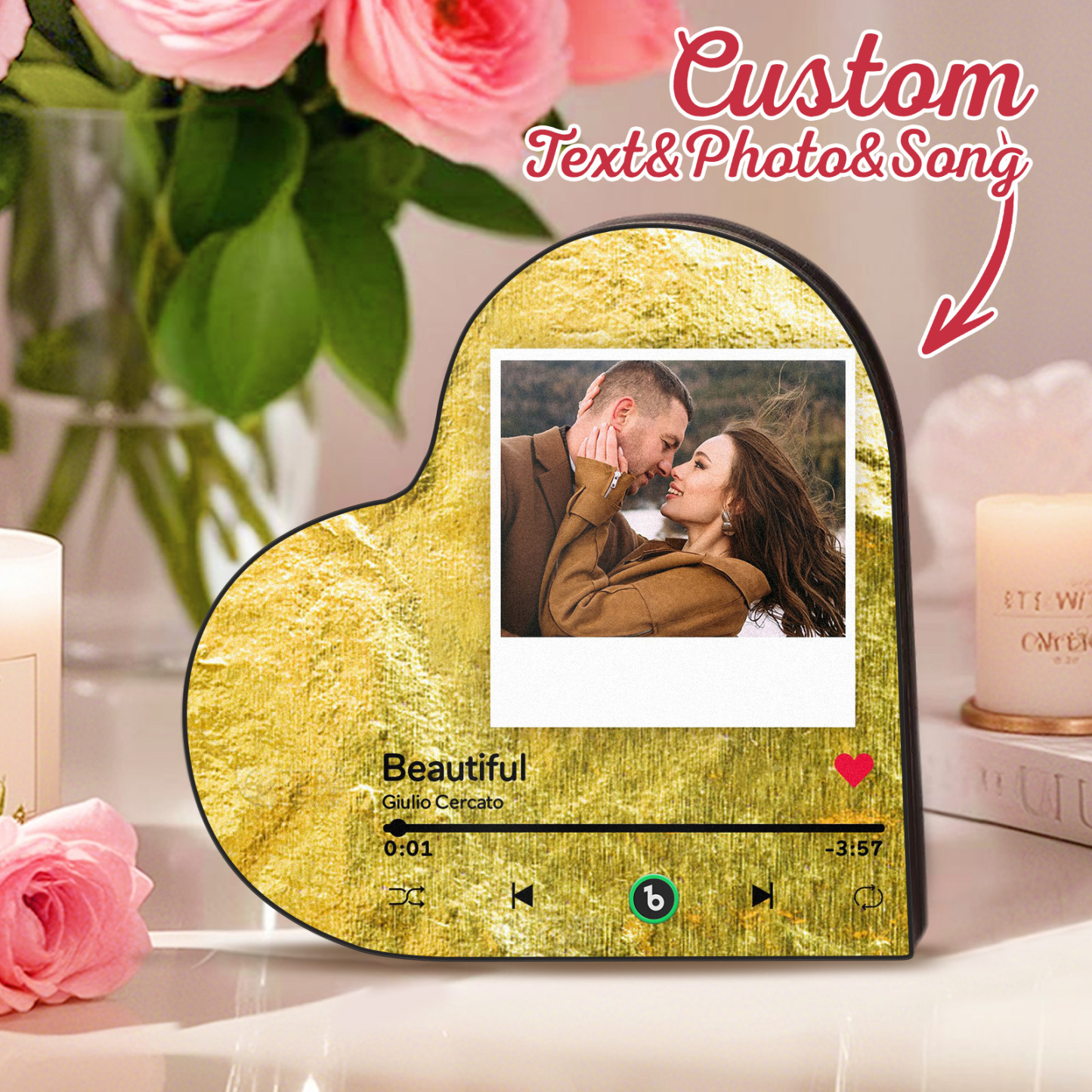 Custom Music Fridge Magnet Custom Heart Frame Album Fridge Magnet Music Wall Photo Sticker - GetPhotoSocksUk