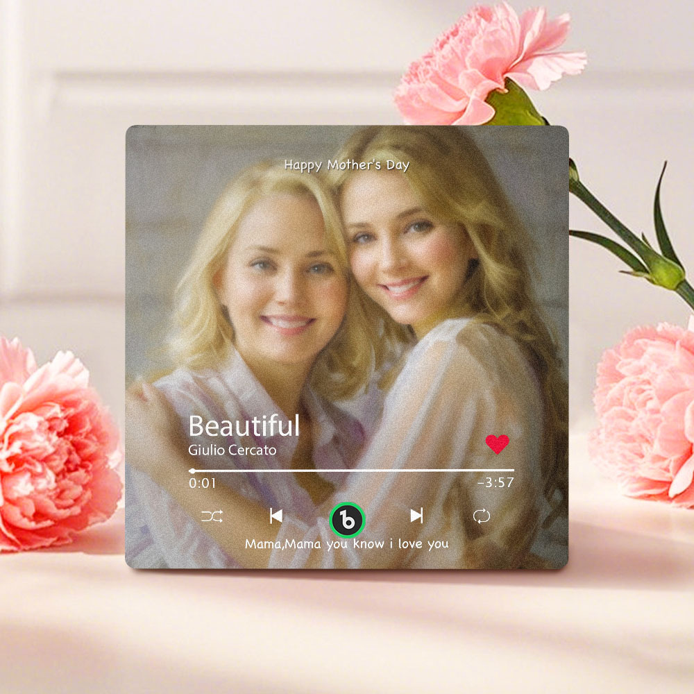 Personalized Mother's Day Music Fridge Magnet Oil Painting Effect Custom Photo Frame Gift for Mom - GetPhotoSocksUk
