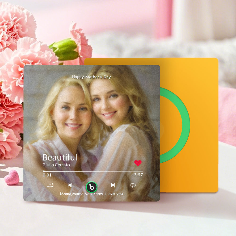 Personalized Mother's Day Music Fridge Magnet Oil Painting Effect Custom Photo Frame Gift for Mom - GetPhotoSocksUk