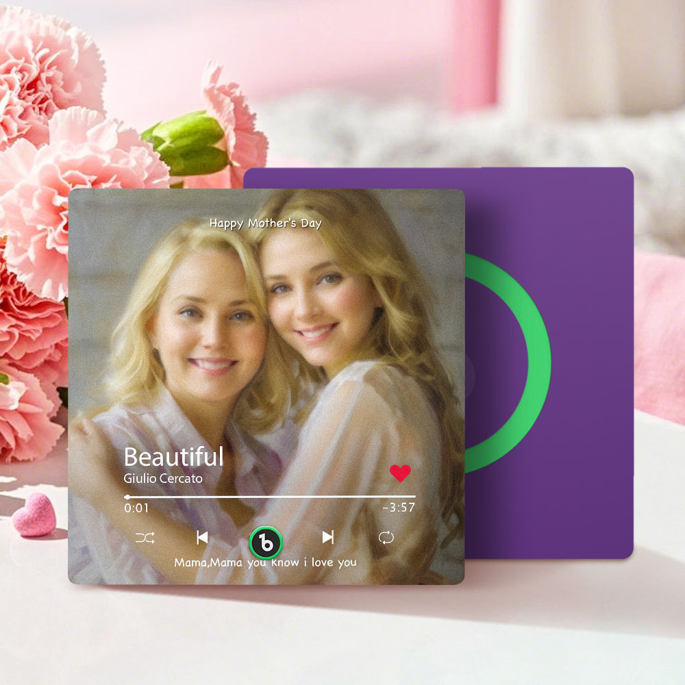 Personalized Mother's Day Music Fridge Magnet Oil Painting Effect Custom Photo Frame Gift for Mom - GetPhotoSocksUk