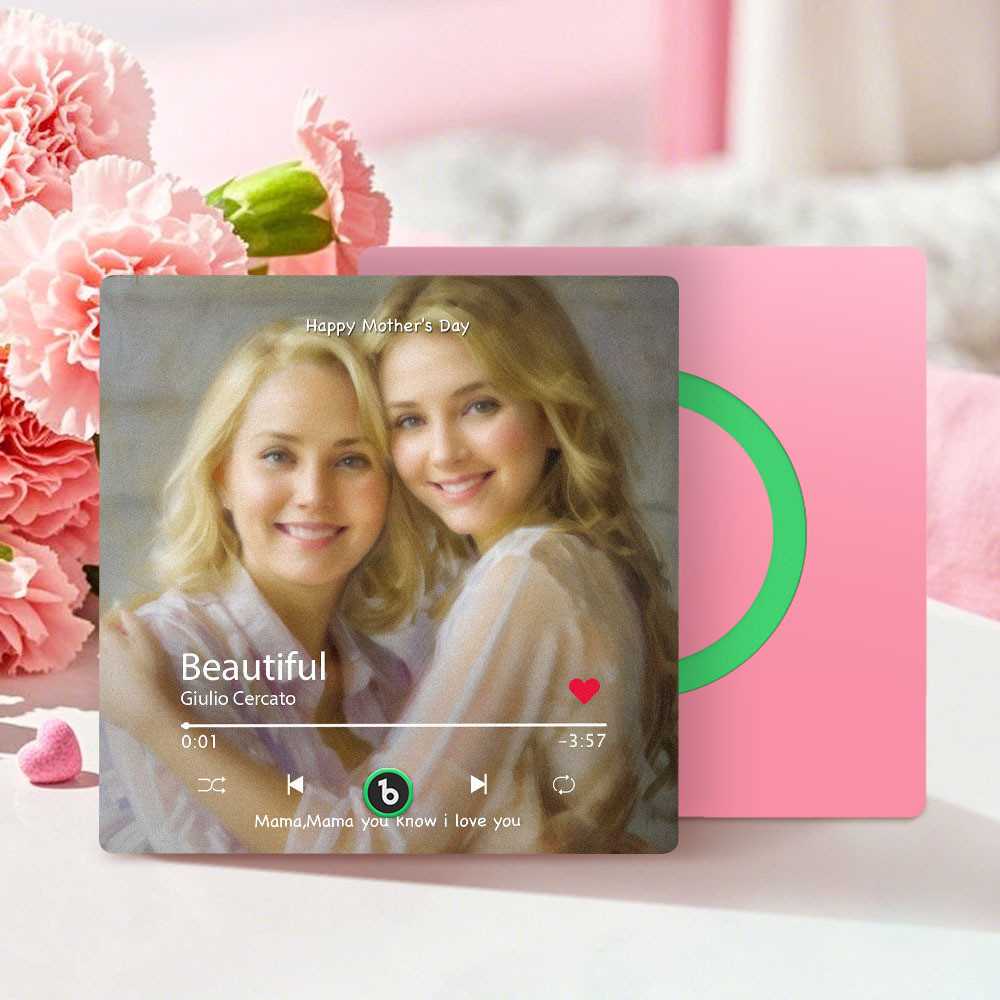 Personalized Mother's Day Music Fridge Magnet Oil Painting Effect Custom Photo Frame Gift for Mom - GetPhotoSocksUk