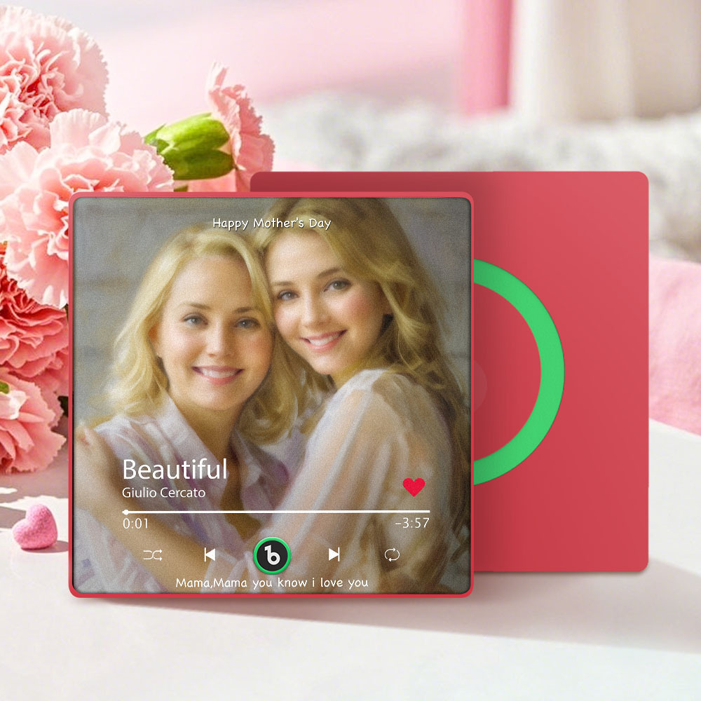 Personalized Mother's Day Music Fridge Magnet Oil Painting Effect Custom Photo Frame Gift for Mom - GetPhotoSocksUk