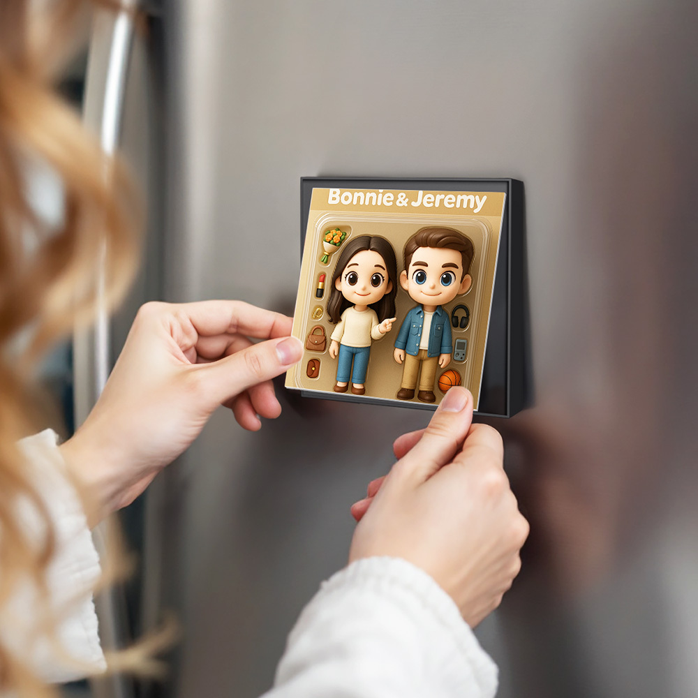 Custom 3D Figure AI Photo Personalized Music Fridge Magnets That Can Play Songs Gift for Couple - GetPhotoSocksUk