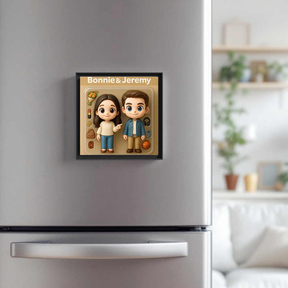 Custom 3D Figure AI Photo Personalized Music Fridge Magnets That Can Play Songs Gift for Couple - GetPhotoSocksUk