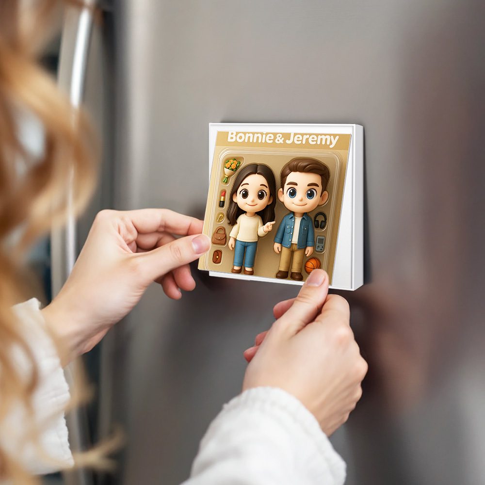 Custom 3D Figure AI Photo Personalized Music Fridge Magnets That Can Play Songs Gift for Couple - GetPhotoSocksUk