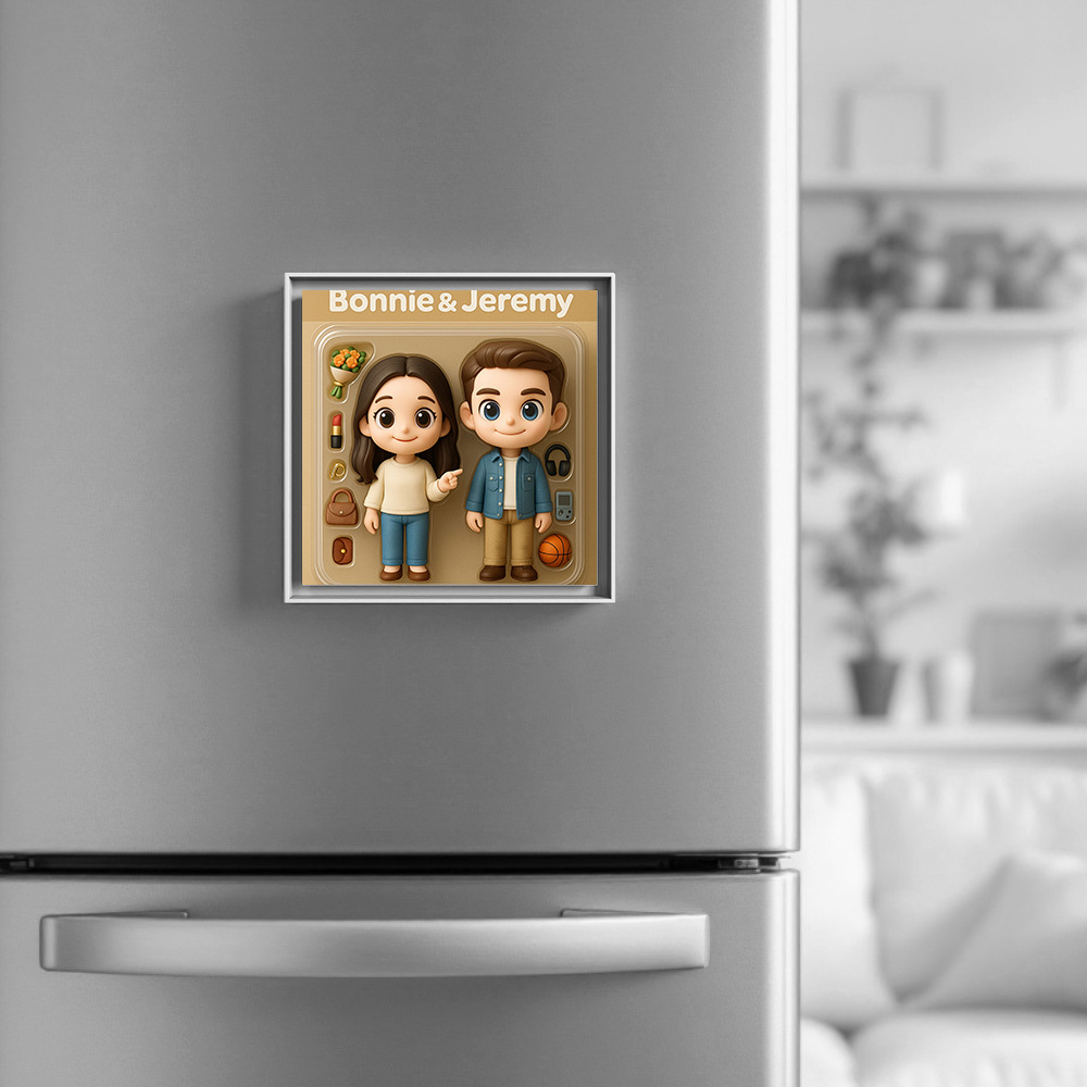 Custom 3D Figure AI Photo Personalized Music Fridge Magnets That Can Play Songs Gift for Couple - GetPhotoSocksUk