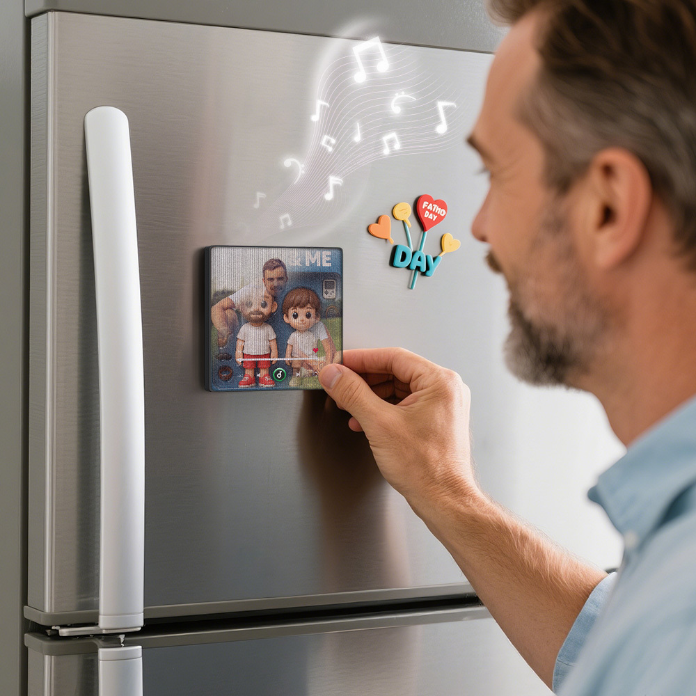 Custom Music Fridge Magnet Cartoon Photo Lenticular Gift - GetPhotoSocksUk