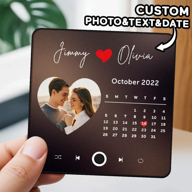 Custom Photo Album Music Fridge Magnet Heart Photo Custom Phone Music Fridge Magnet Pro Valentine Gift For Couple - GetPhotoSocksUk