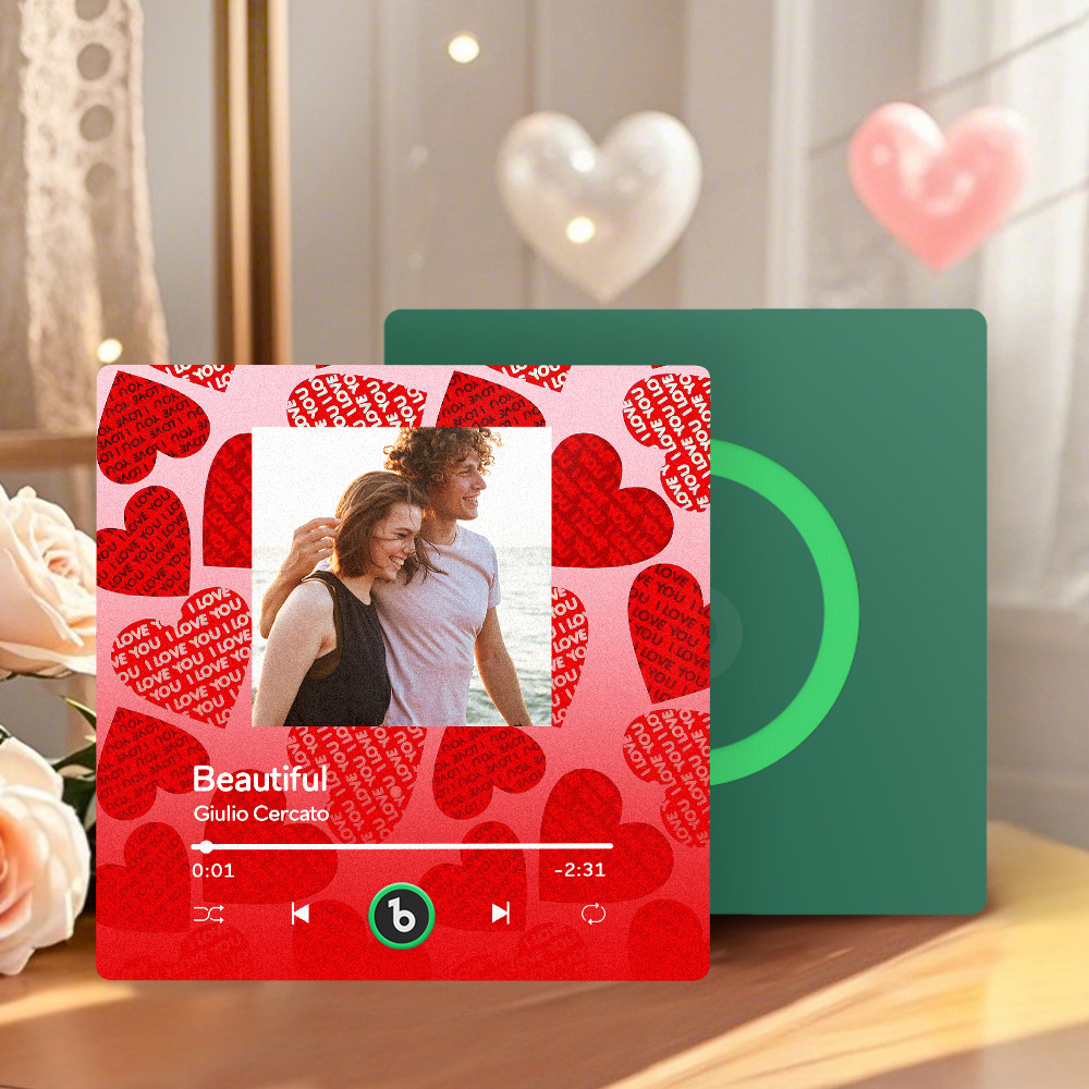 Personalized Music Fridge Magnet Red Love Your Heart Valentine Gift Album Fridge Magnet Music Wall Photo Sticker Music Movement That Can Be Played Gift for Couple - GetPhotoSocksUk