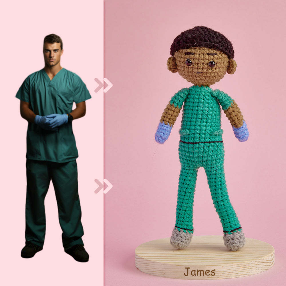 Full Body Customizable 1 Person Custom Crochet Doll Personalized Gifts Handwoven Mini Dolls - Scrubs -