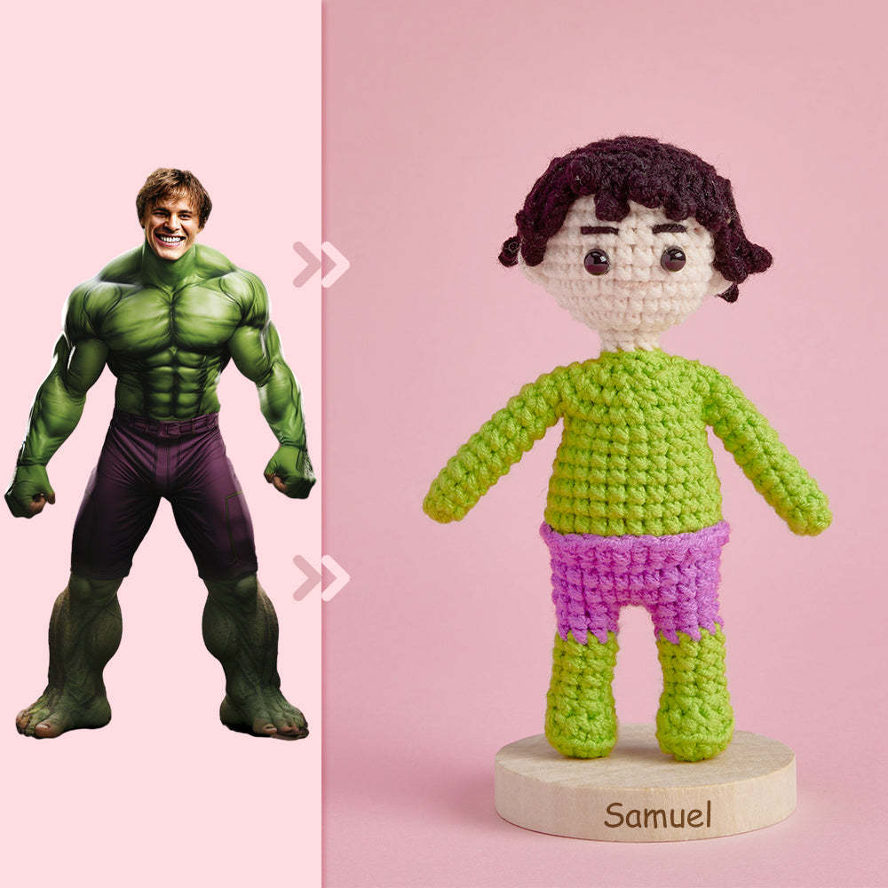 Full Body Customizable 1 Person Custom Crochet Doll Personalized Gifts Handwoven Mini Dolls - Hulk -