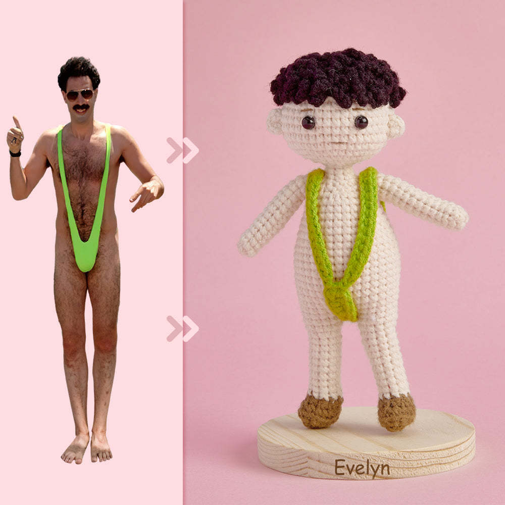 Full Body Customizable 1 Person Custom Crochet Doll Personalized Gifts Handwoven Mini Dolls - Funny Man Bikini -