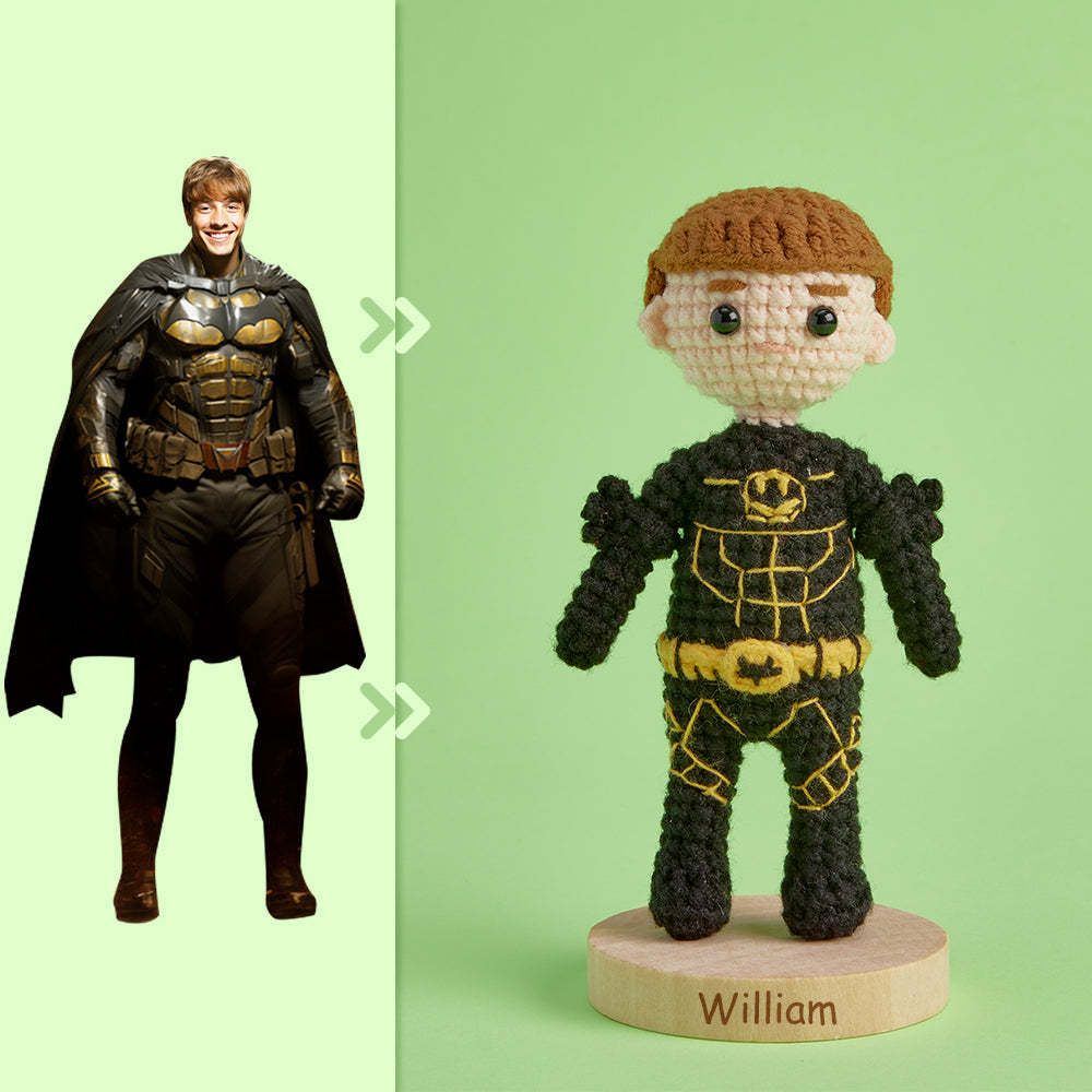 Full Body Customizable 1 Person Custom Crochet Doll Personalized Gifts Handwoven Mini Dolls - Batman -
