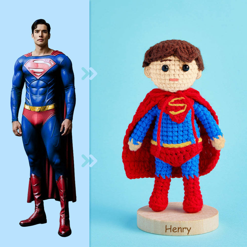 Full Body Customizable 1 Person Custom Crochet Doll Personalized Gifts Handwoven Mini Dolls - Superman -