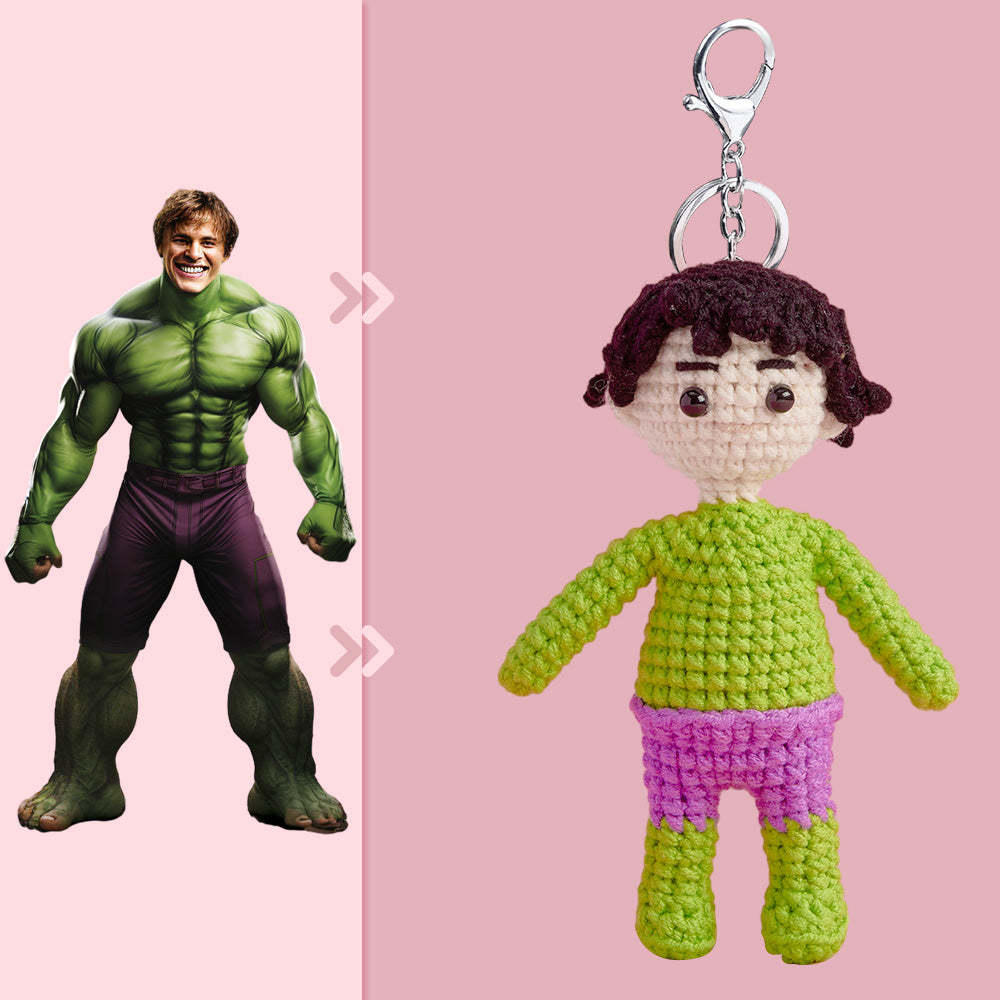 Full Body Customizable 1 Person Custom Crochet Doll Personalized Gifts Handwoven Mini Dolls - Hulk -