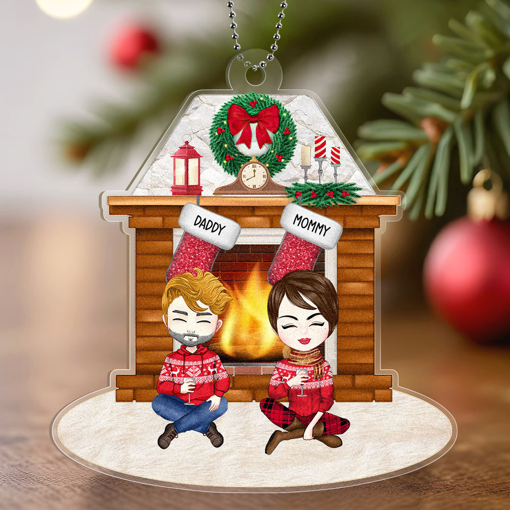 Personalized Family Cartoon Christmas Ornaments Custom Christmas Gifts with Names and Cartoon Characters - GetPhotoSocksUk