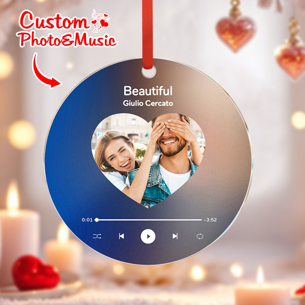 Personalized Music and Photo Ornaments Valentine's Day Gifts For Couple - GetPhotoSocksUk