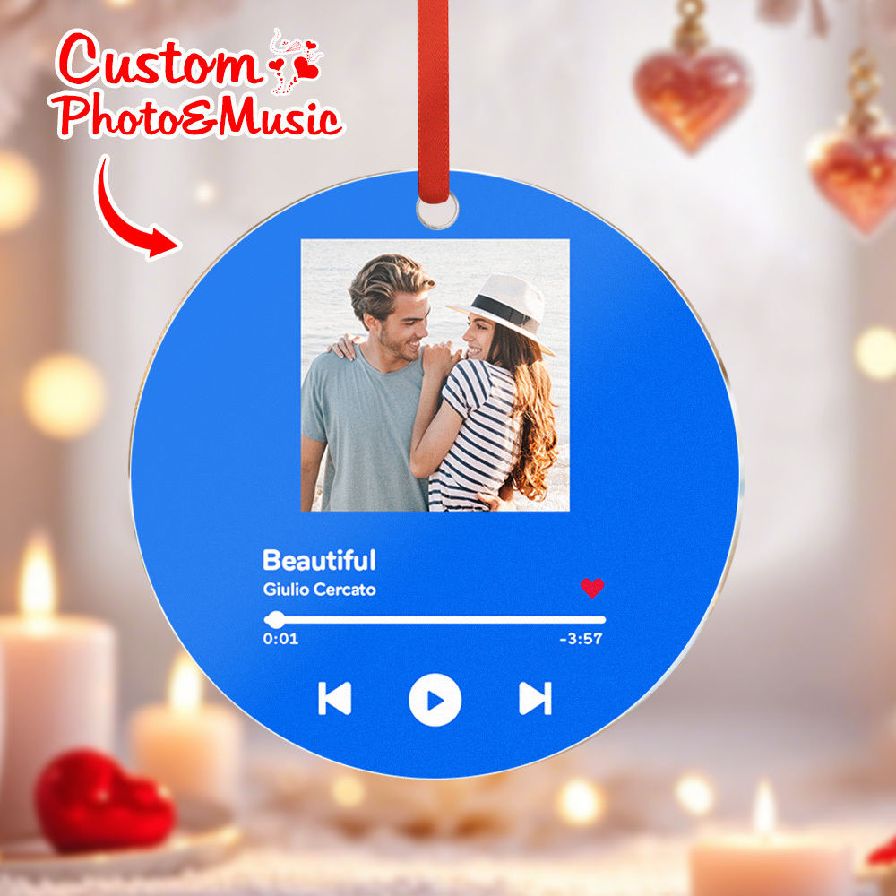 Personalized Music and Photo Ornaments Valentine's Day Gifts For Couple - GetPhotoSocksUk