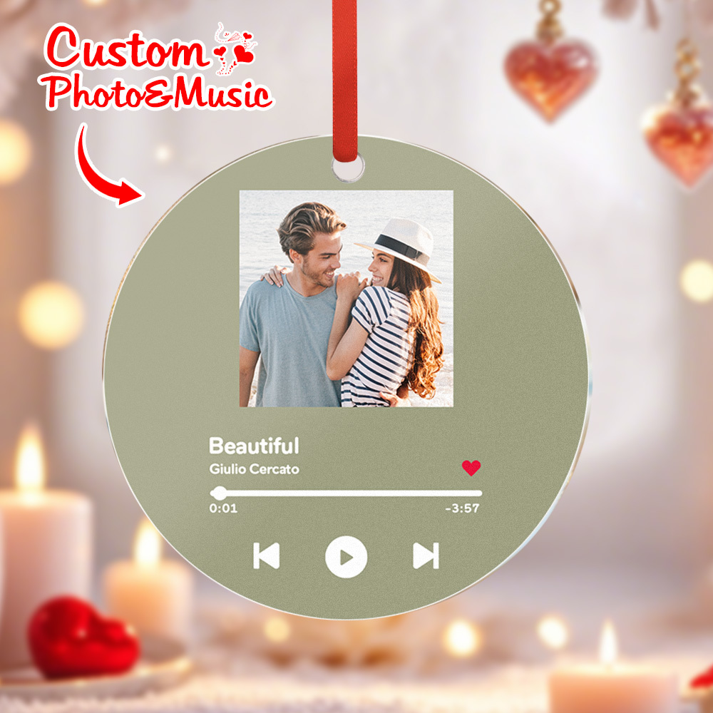 Personalized Music and Photo Ornaments Valentine's Day Gifts For Couple - GetPhotoSocksUk