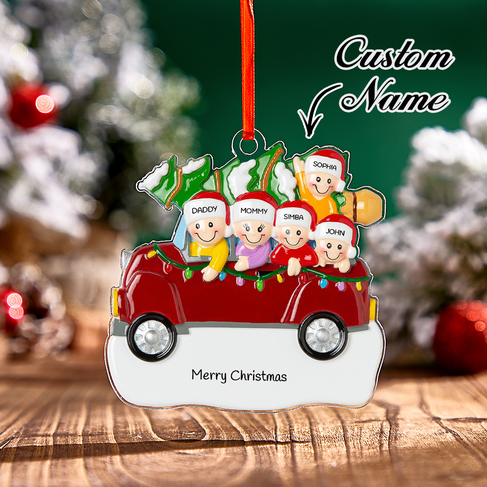 Personalized Cartoon Car Christmas Ornaments Custom Name Cartoon Cute Ornaments Merry Christmas - GetPhotoSocksUk
