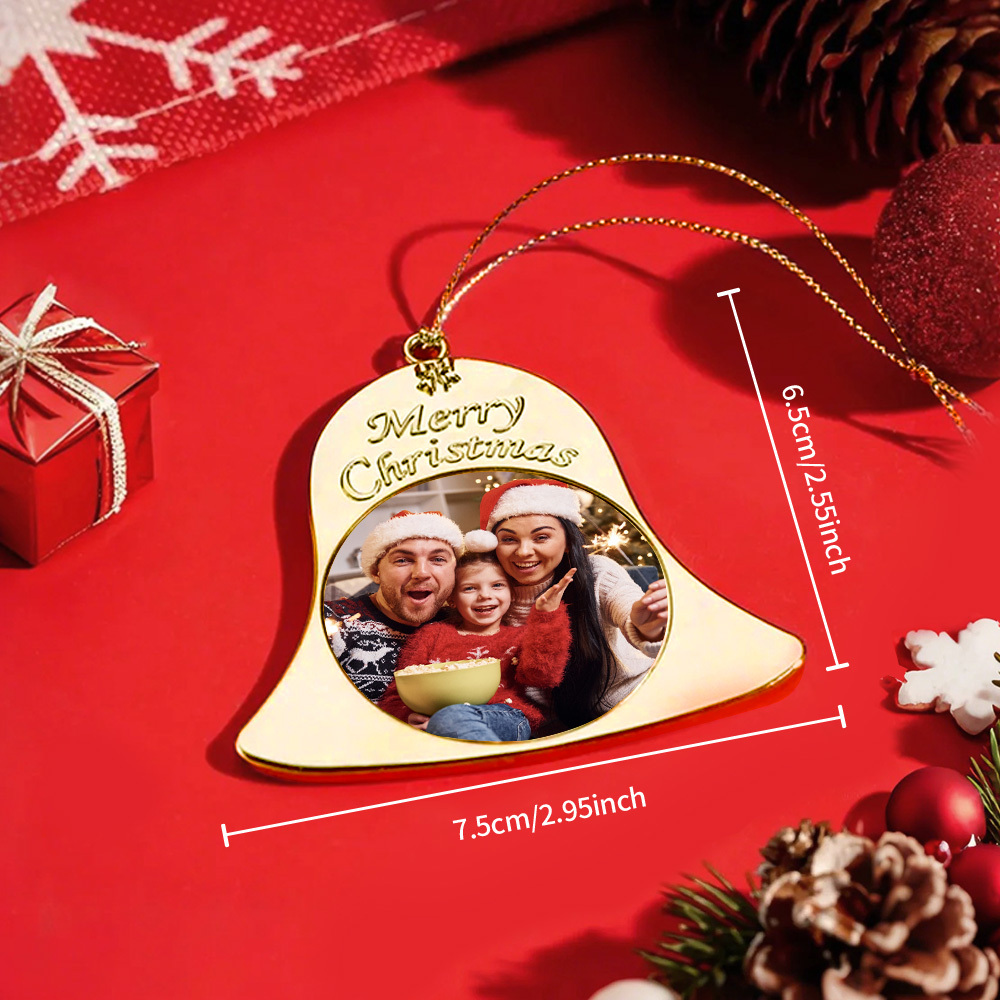Personalized Photo Christmas Bell Ornaments Photo Decorations for Christmas Gifts - GetPhotoSocksUk