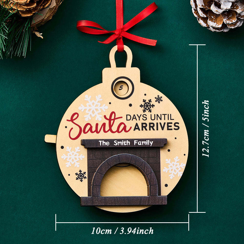 Personalized Christmas Santa in Fireplace Countdown Ornament Days Till Christmas Ornament - GetPhotoSocksUk