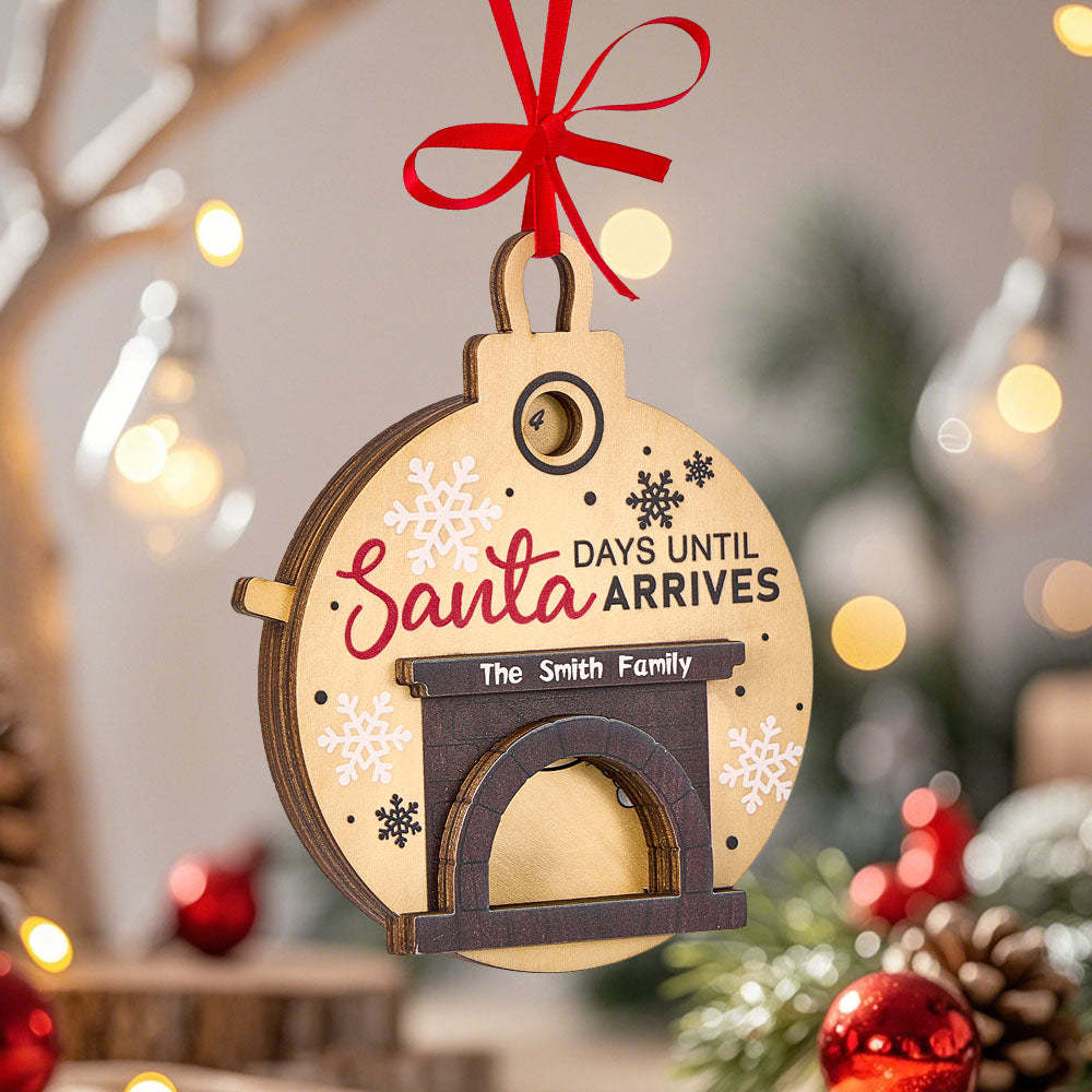 Personalized Christmas Santa in Fireplace Countdown Ornament Days Till Christmas Ornament - GetPhotoSocksUk
