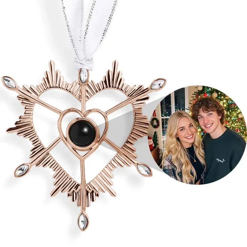 Personalized Pink Snowflake Photo Ornament Custom Projection Ornaments Christmas Gifts - MyMoonLampUk