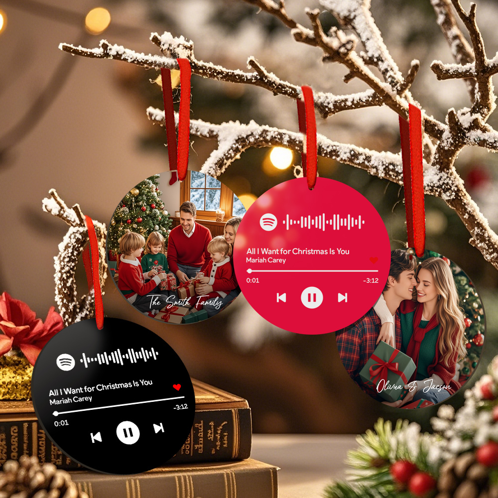 Custom Scannable Spotify Code Pink Ornaments Photo Hanging Ornament Engraved Custom Music Song Ornament Valentine Gift - GetPhotoSocksUk