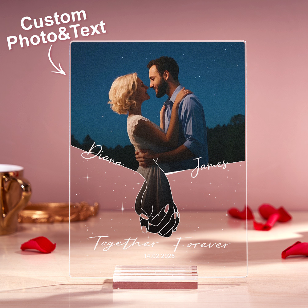 Personalized Photo Acrylic Plaque Anniversary Couples Holding Hands