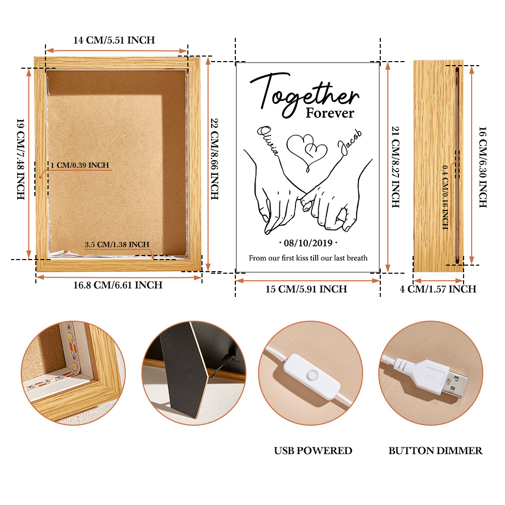 Personalized Custom Frame Light Box - Gift For Husband Wife, Anniversary Together Forever From Our First Kiss Till Our Last Breath - Couple Personalized Custom Frame Light Box - Gift For Husband Wife, Anniversary Together Forever From Our First Kiss Till