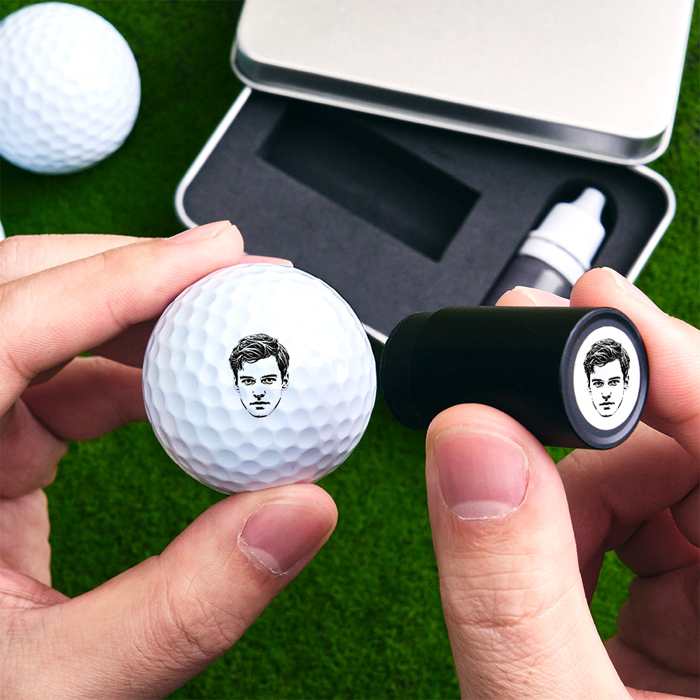 Personalized Photo Golf Ball Stamp with Metal Storage Box Birthday Father's Day Gift for Golf Player