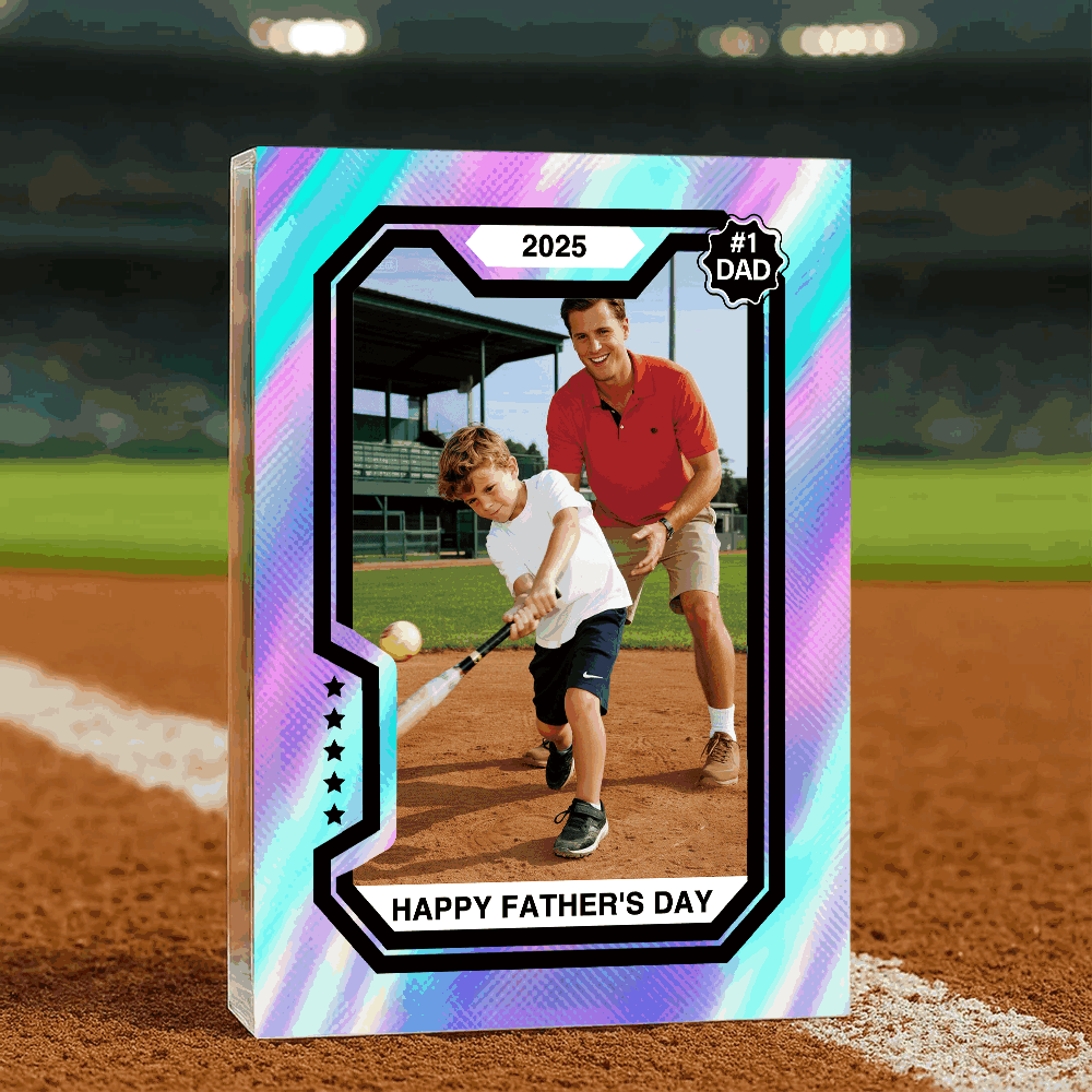 Premium Personalized Baseball Card Acrylic Block Custom Photo Plaque Father’s Day Gift for Dad Husband or Sports Lovers