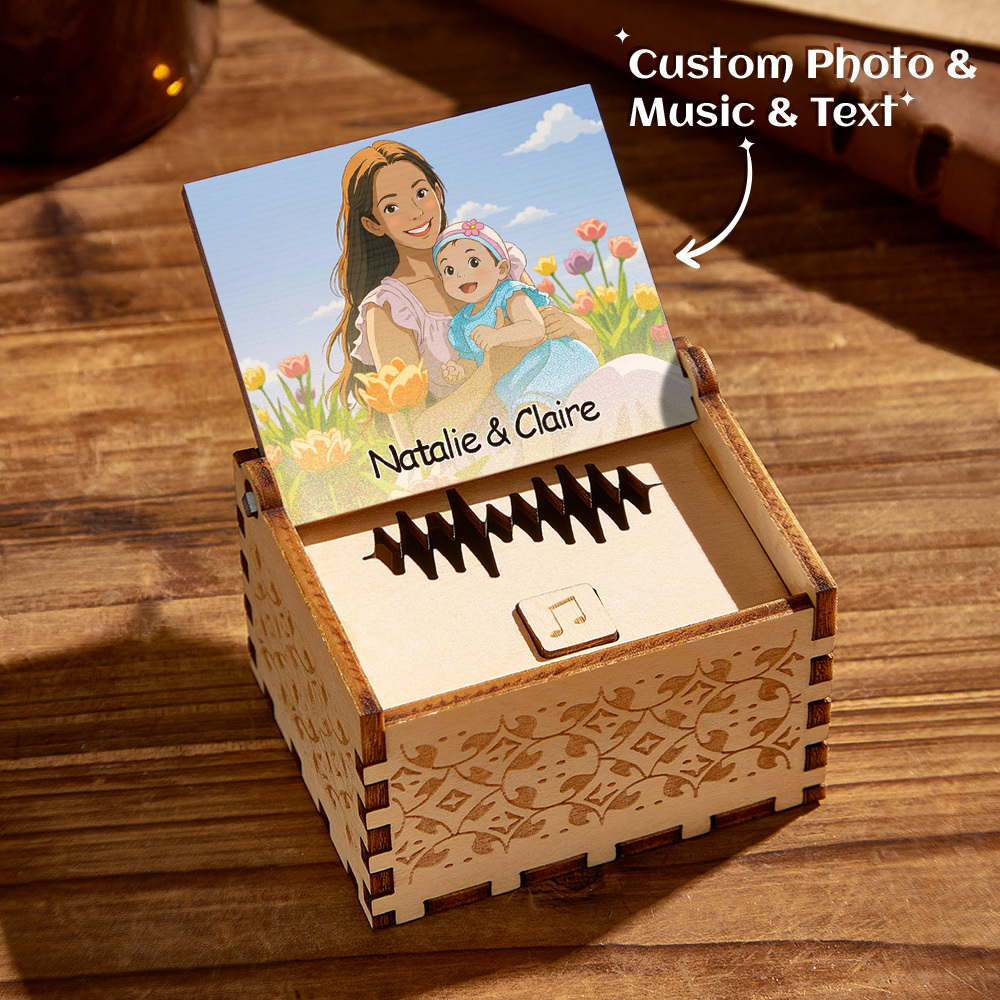 Personalized Digital Music Box Any song Tune or Voice Custom Anime Photo Wooden Photo Music Box with Text Anniversary Gifts - GetPhotoSocksUk