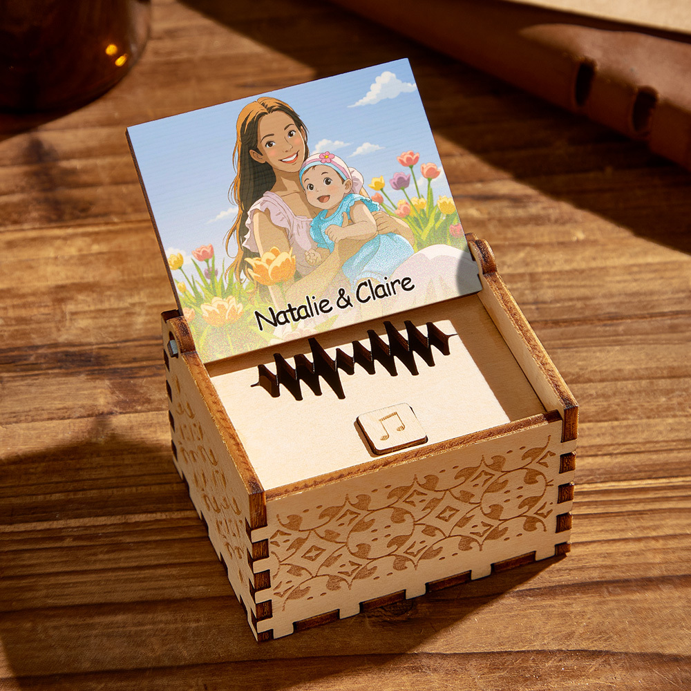 Personalized Digital Music Box Any song Tune or Voice Custom Anime Photo Wooden Photo Music Box with Text Anniversary Gifts - GetPhotoSocksUk