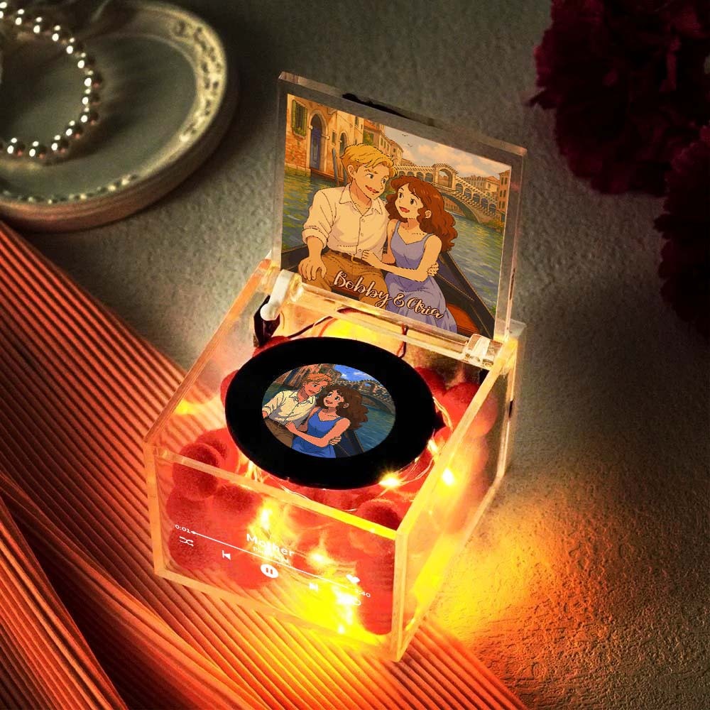 Custom Anime Mini Vinyl Record Player Photo Automatic Music Player Personalized Gifr For Lover - GetPhotoSocksUk