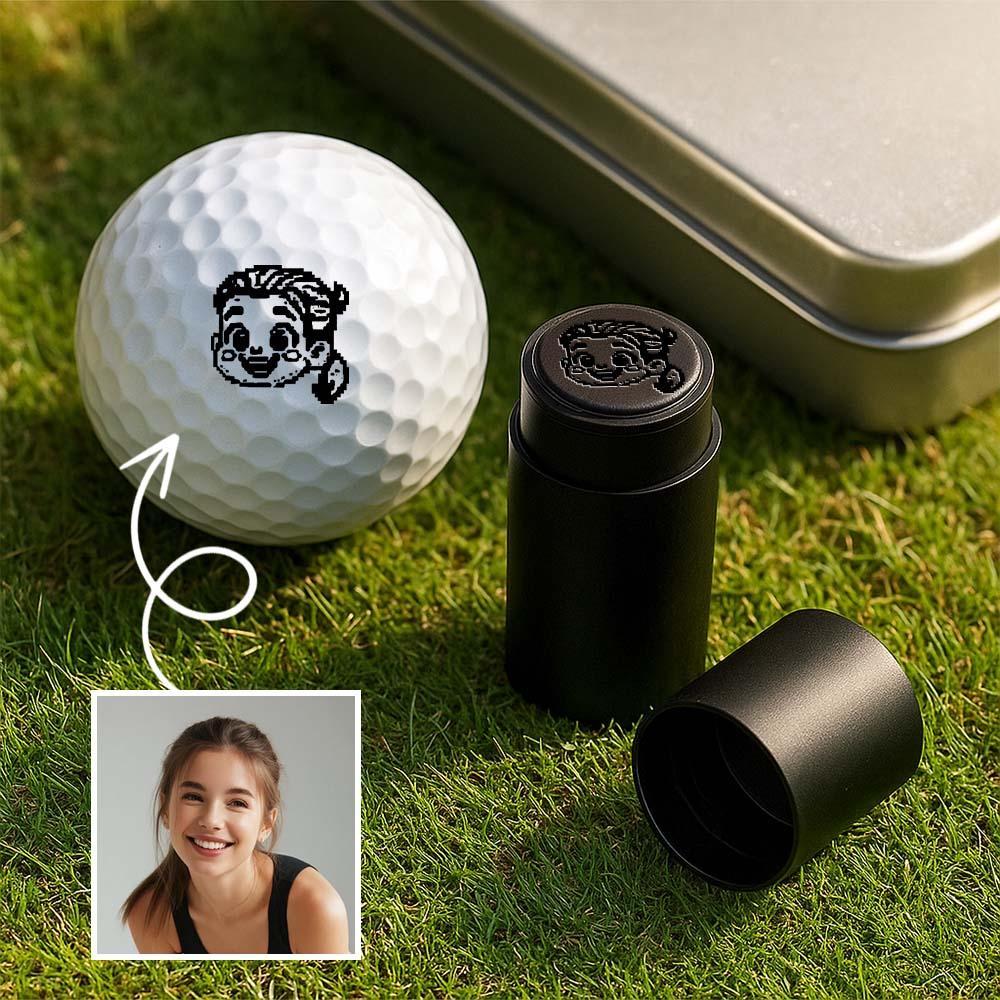 Personalized Anime Photo Golf Ball Stamp with Metal Storage Box Birthday Father's Day Gift for Golf Player - GetPhotoSocksUk