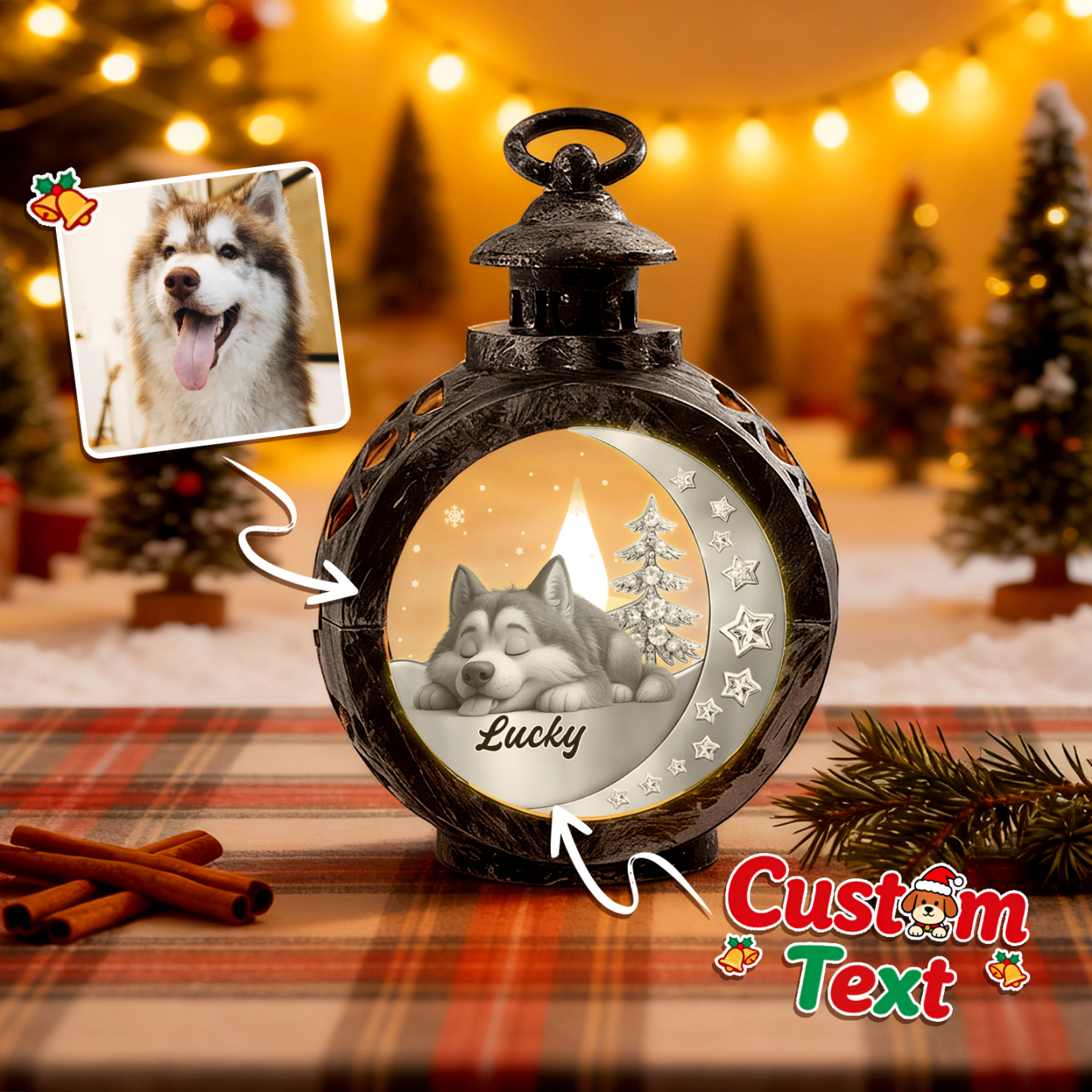 Custom Christmas Lantern Beside You Personalized Christmas Gifts for Pet Lovers Colorful - GetPhotoSocksUk