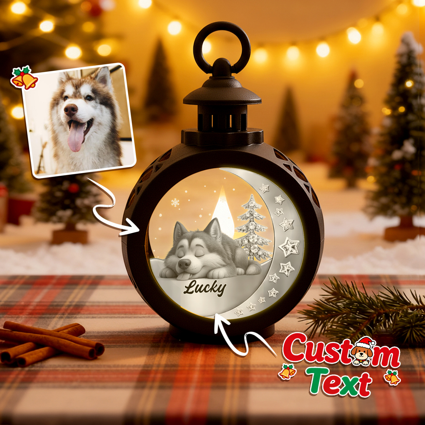 Custom Christmas Lantern Beside You Personalized Christmas Gifts for Pet Lovers Colorful - GetPhotoSocksUk
