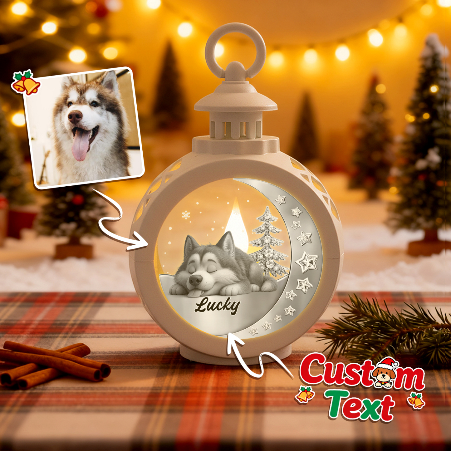 Custom Christmas Lantern Beside You Personalized Christmas Gifts for Pet Lovers Colorful - GetPhotoSocksUk